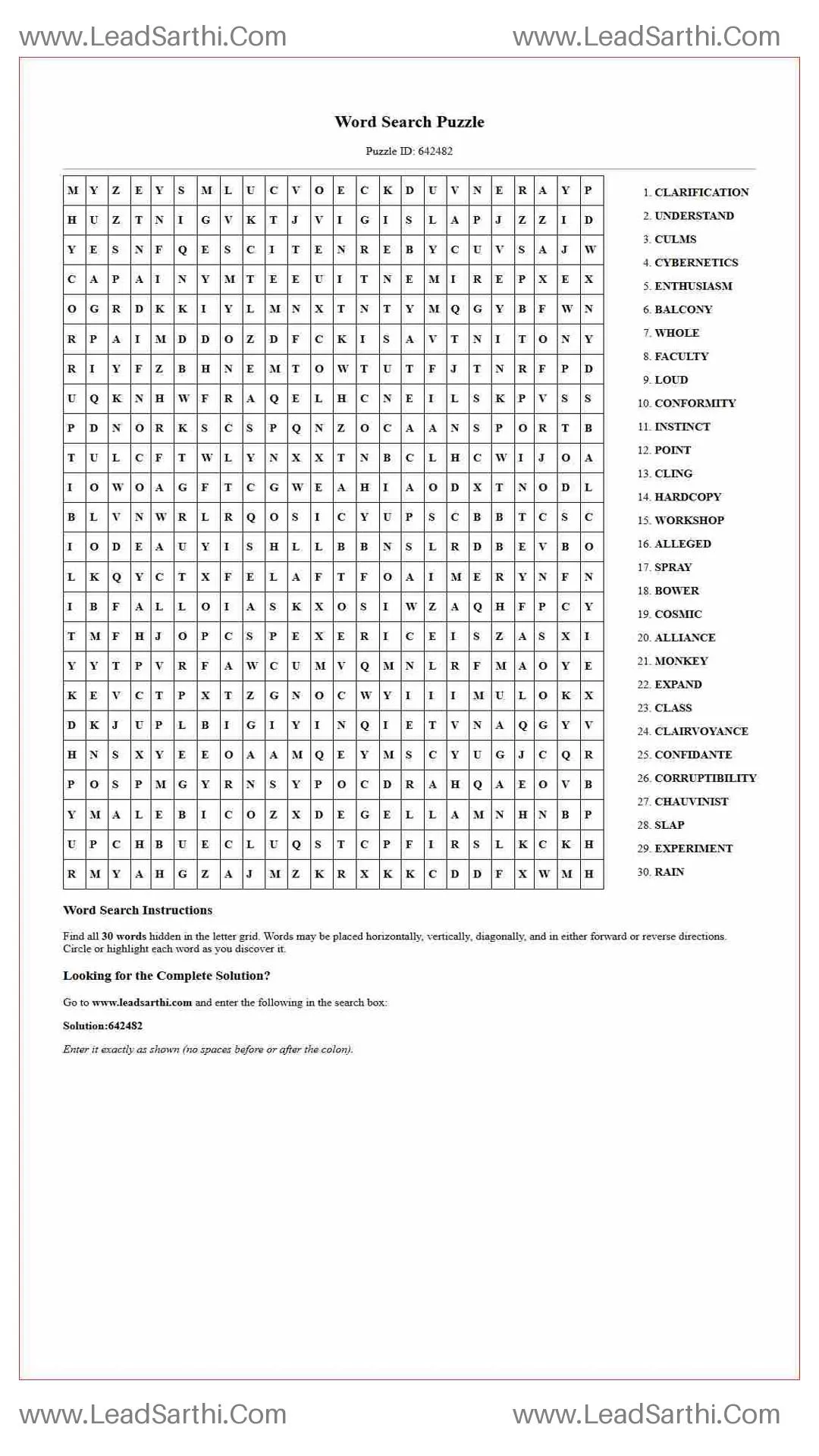 Printable word search puzzle for adults 23 (Puzzle id: 642482) Thumbnail