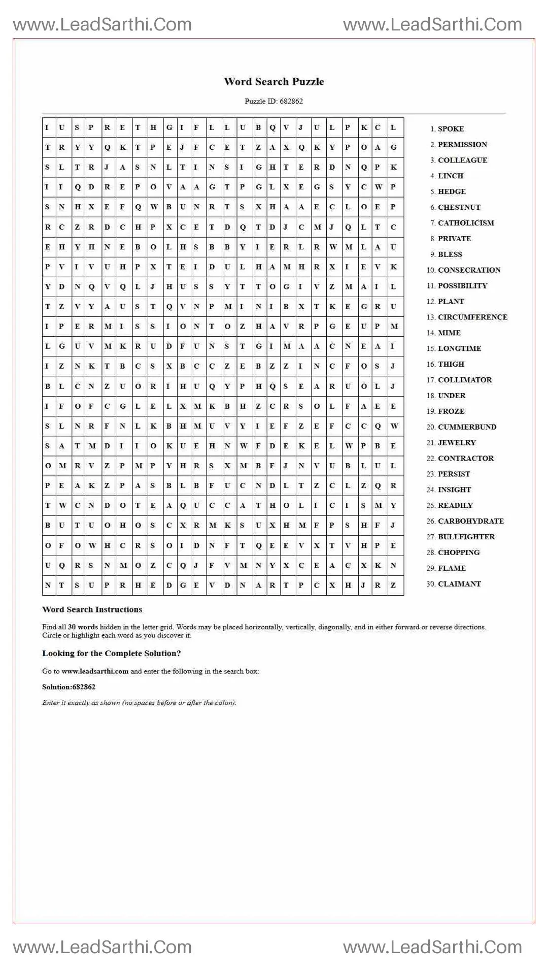 Printable word search puzzle for adults 369 (Puzzle id: 682862) Thumbnail