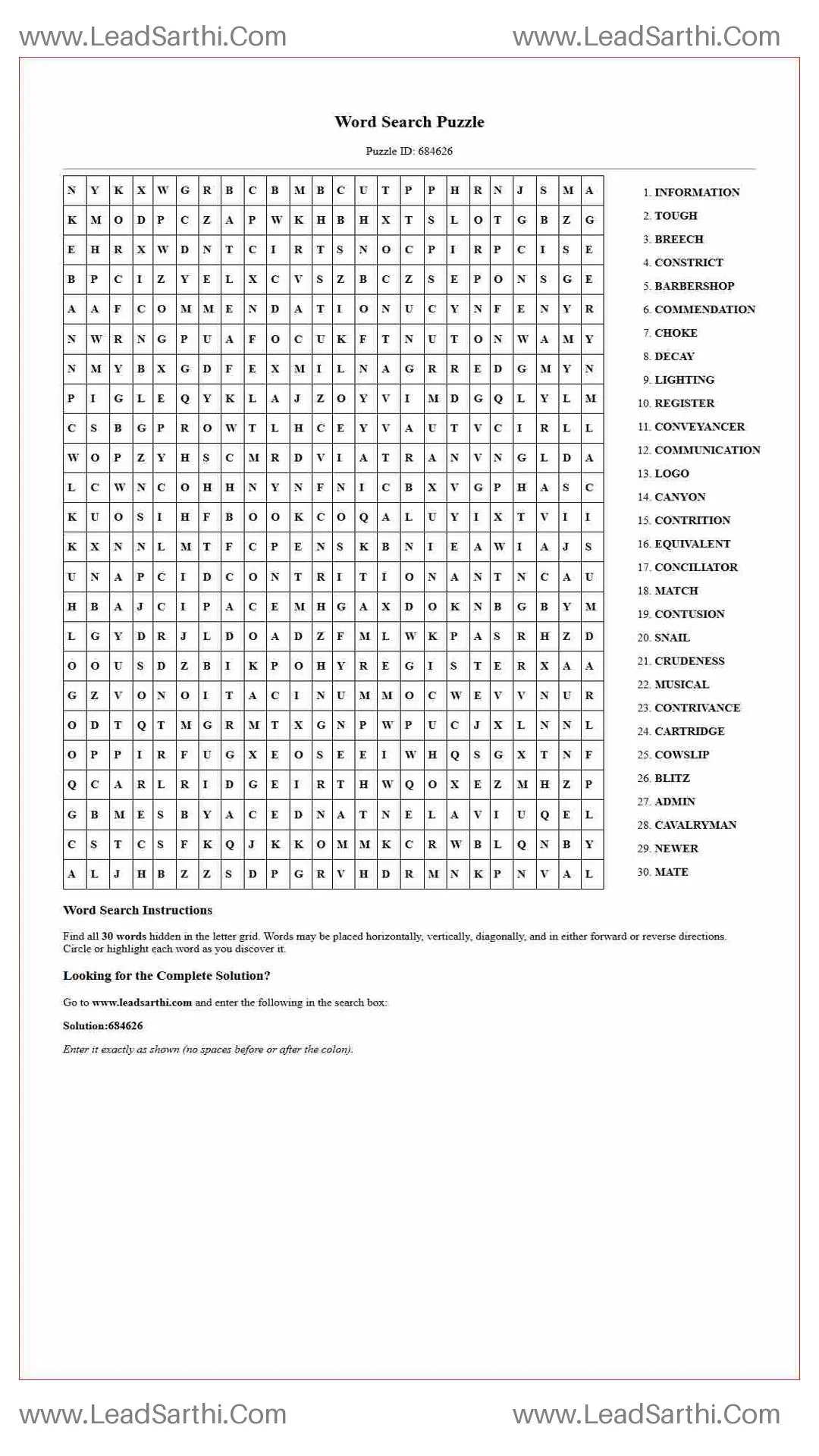 Printable word search puzzle for adults 181 (Puzzle id: 684626) Thumbnail