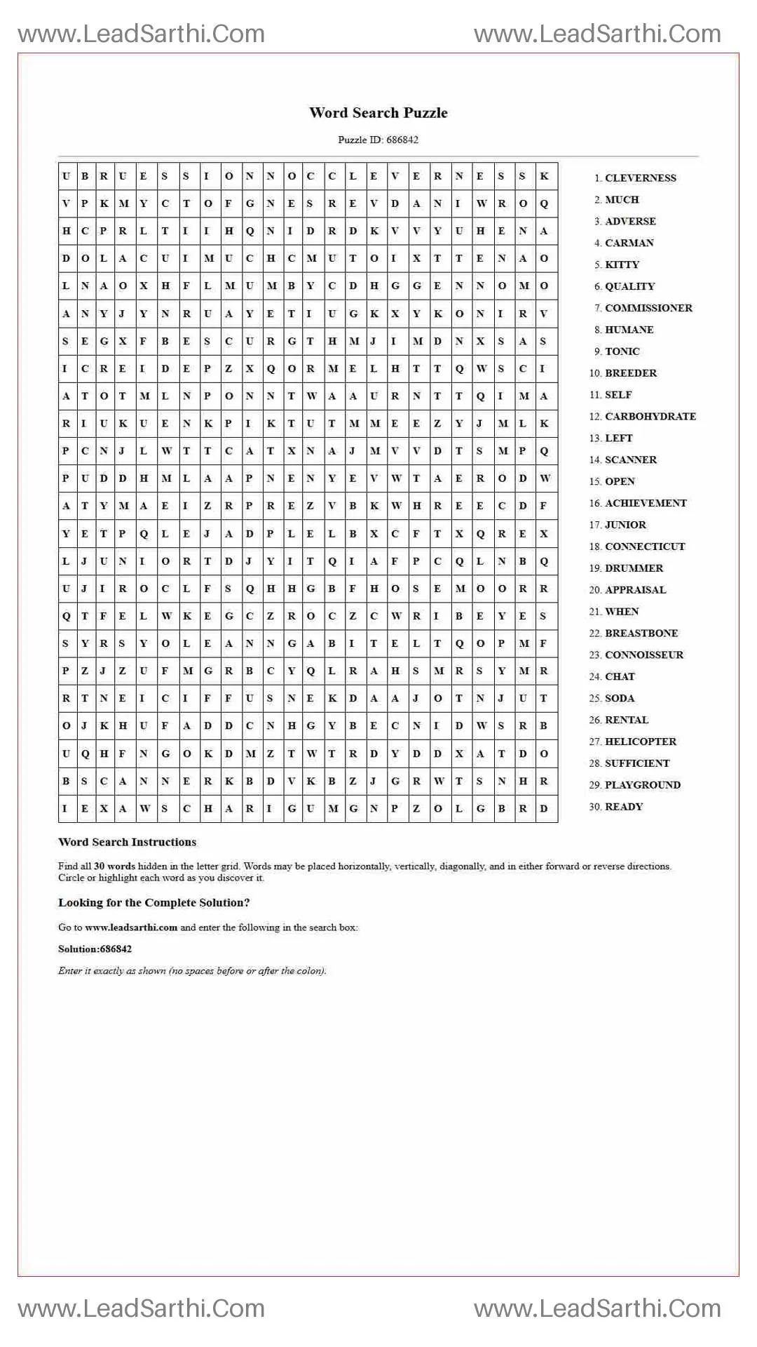 Printable word search puzzle for adults 271 (Puzzle id: 686842) Thumbnail