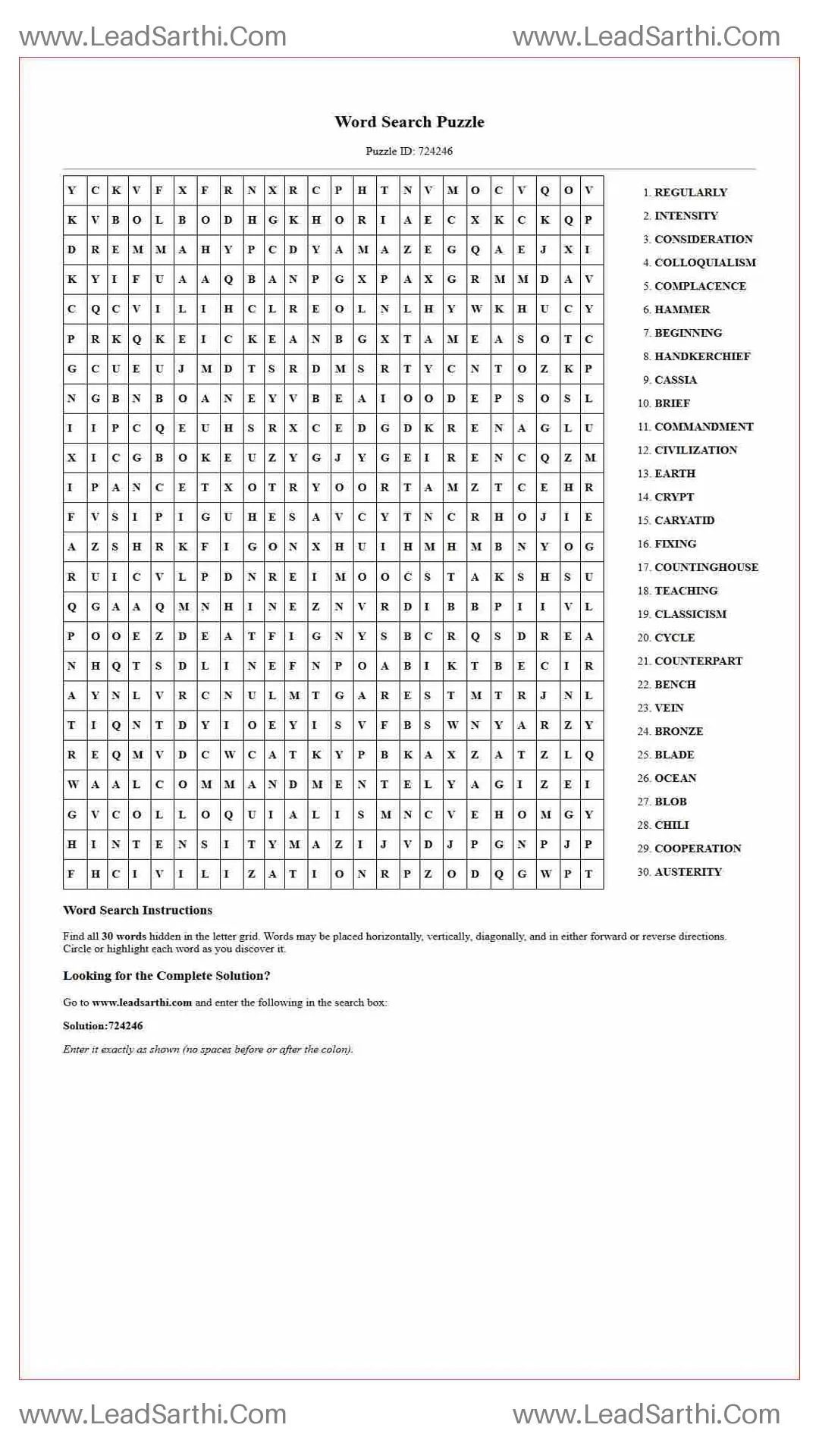 Printable word search puzzle for adults 67 (Puzzle id: 724246) Thumbnail