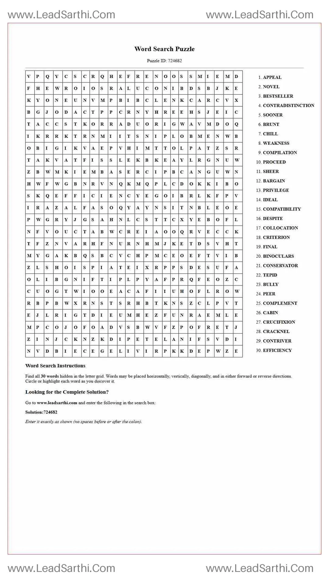 Printable word search puzzle for adults 38 (Puzzle id: 724682) Thumbnail