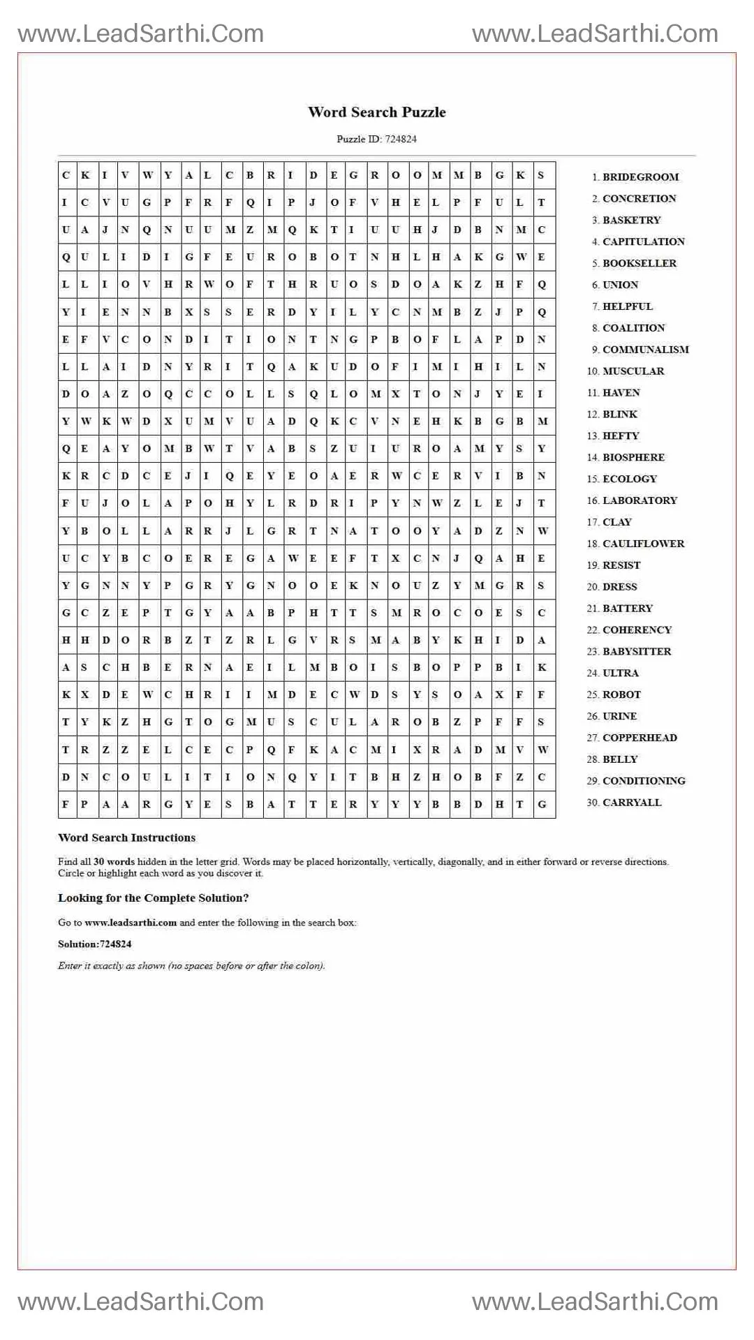 Printable word search puzzle for adults 42 (Puzzle id: 724824) Thumbnail