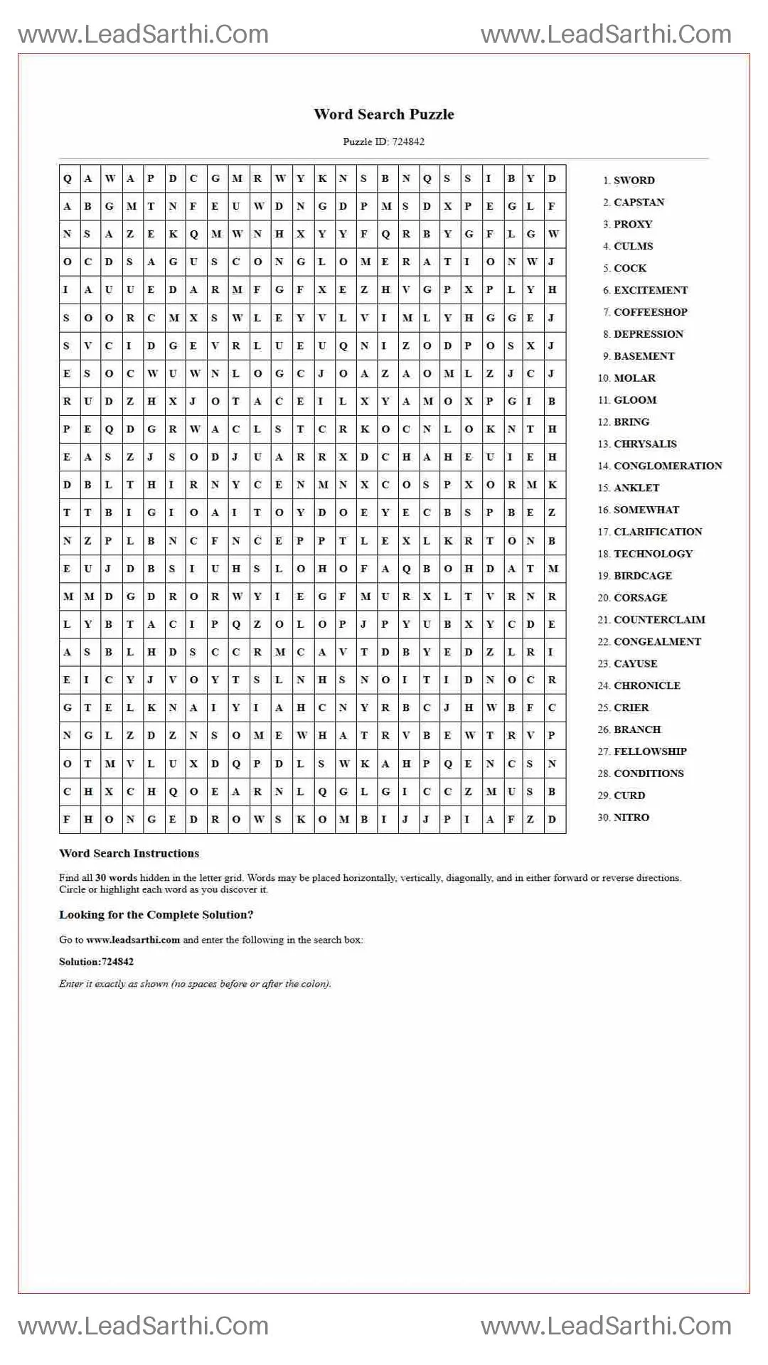 Printable word search puzzle for adults 507 (Puzzle id: 724842) Thumbnail