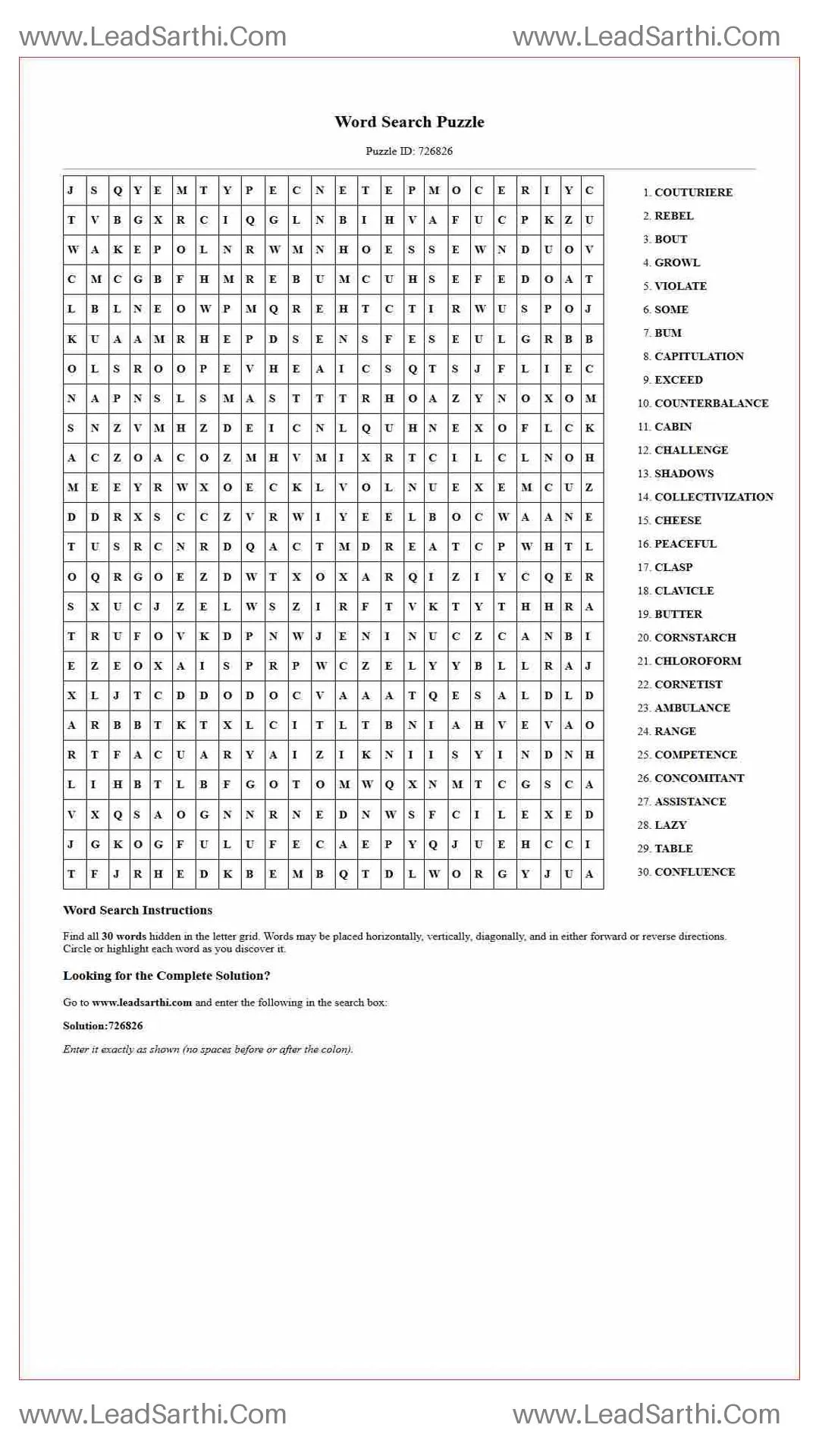 Printable word search puzzle for adults 20 (Puzzle id: 726826) Thumbnail