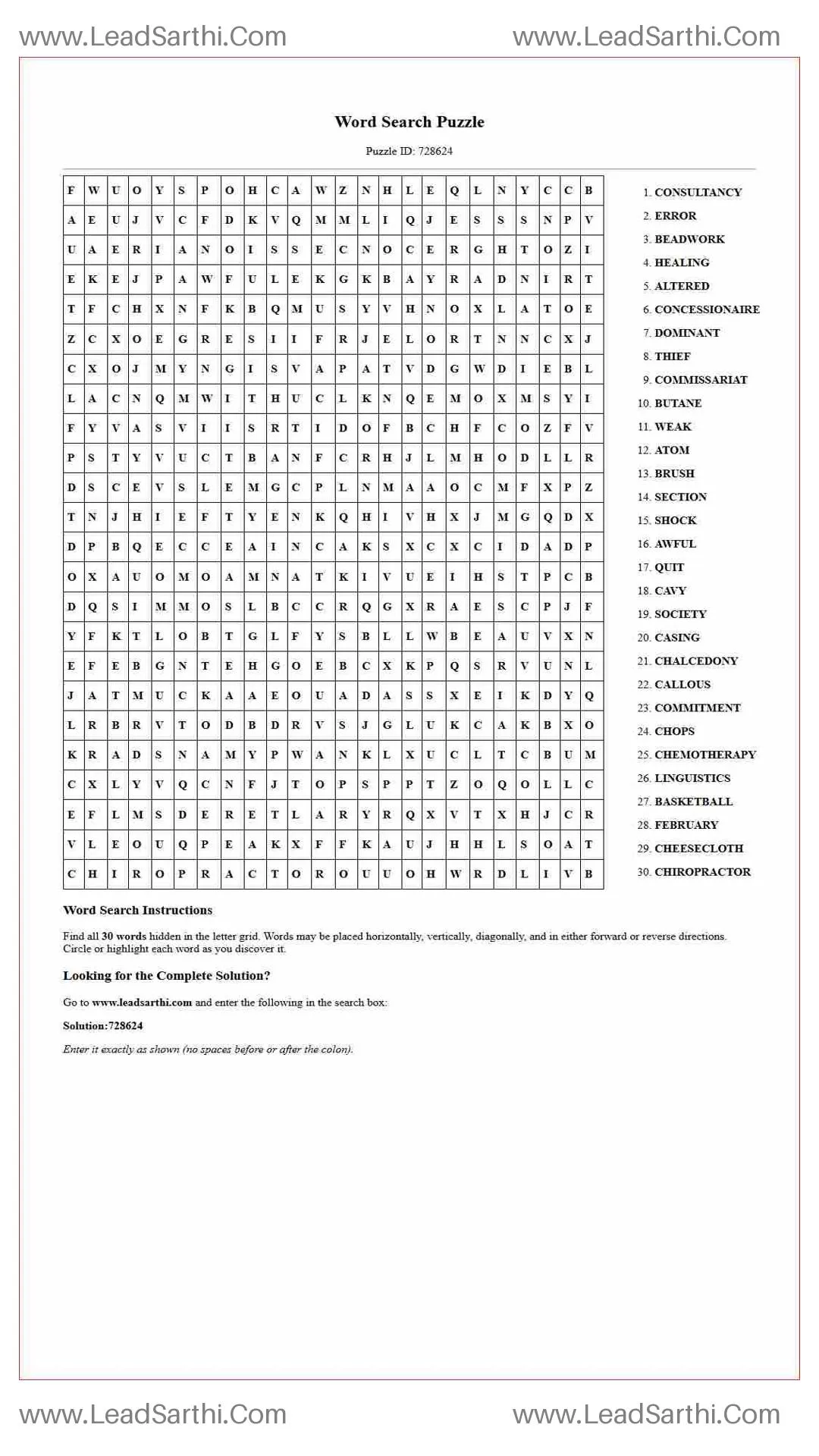 Printable word search puzzle for adults 155 (Puzzle id: 728624) Thumbnail