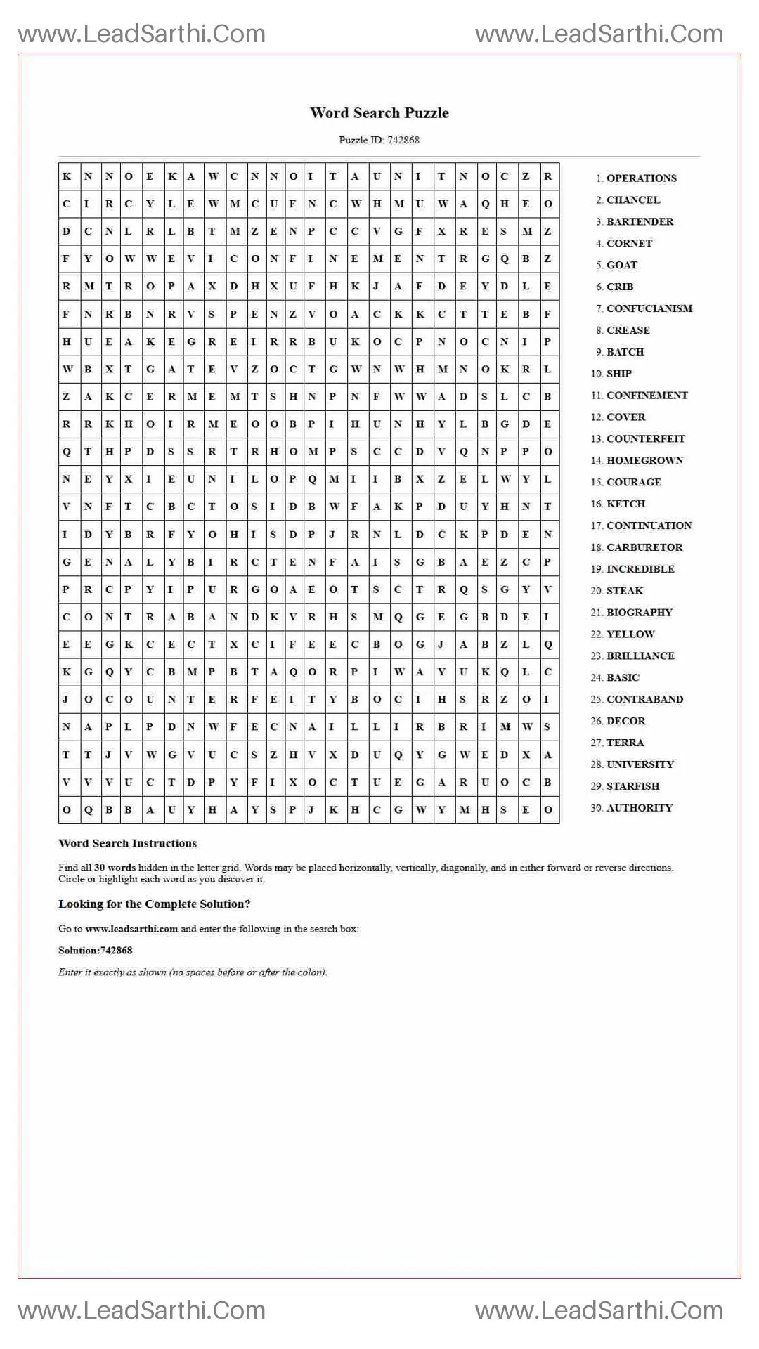 Printable word search puzzle for adults 504 (Puzzle id: 742868) Thumbnail