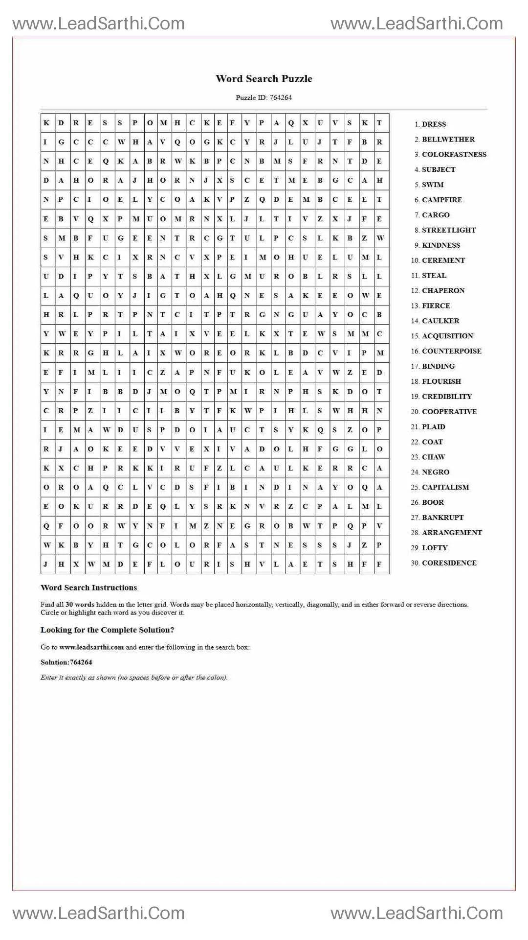 Printable word search puzzle for adults 348 (Puzzle id: 764264) Thumbnail
