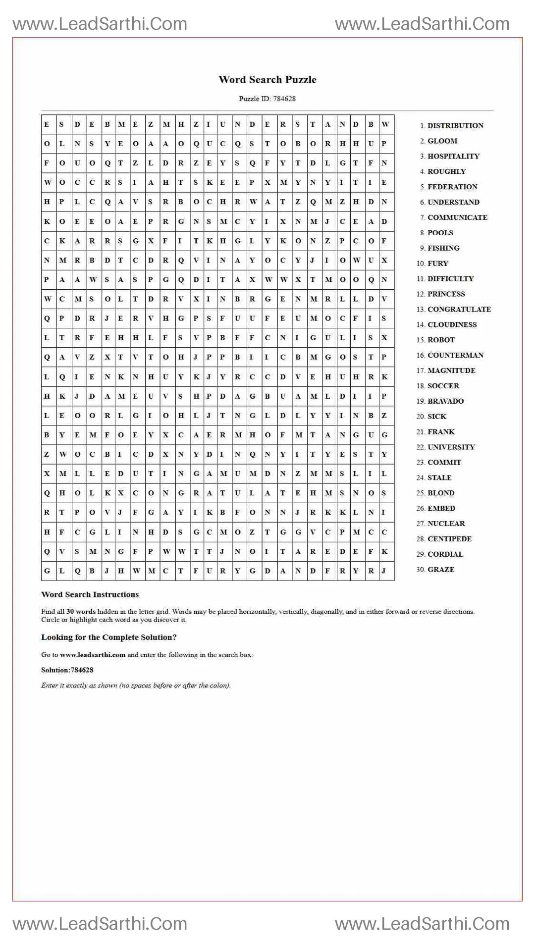 Printable word search puzzle for adults 461 (Puzzle id: 784628) Thumbnail