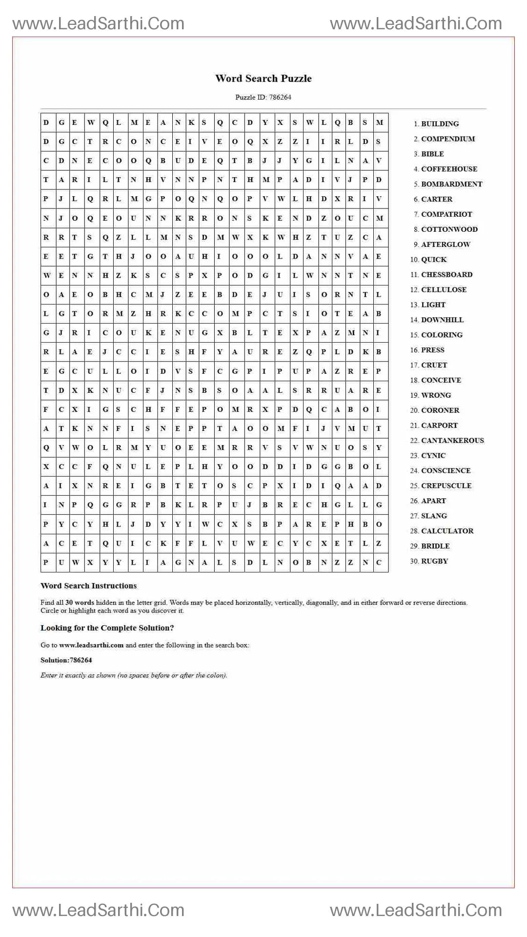Printable word search puzzle for adults 94 (Puzzle id: 786264) Thumbnail