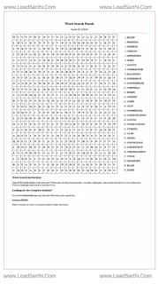 Printable word search puzzle for adults 443 (Puzzle id: 828628) Design Template