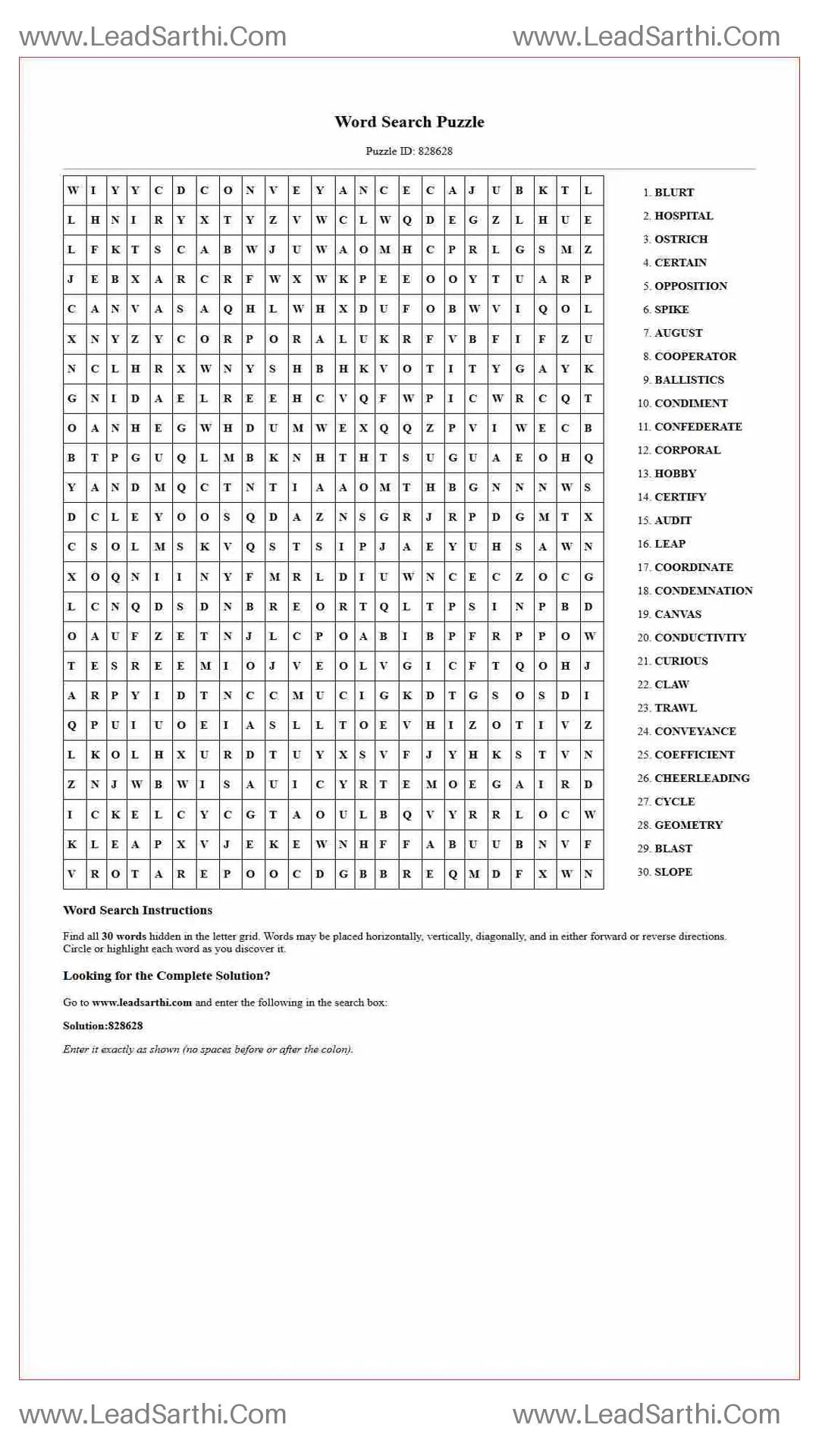 Printable word search puzzle for adults 443 (Puzzle id: 828628) Thumbnail