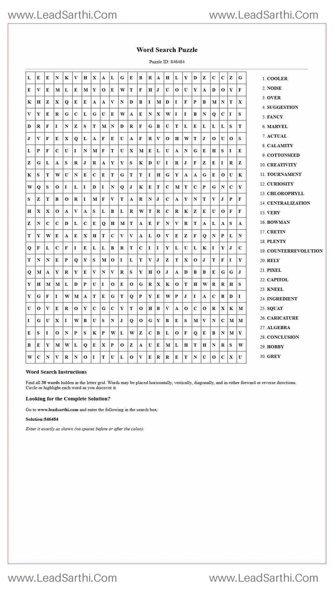 Printable word search puzzle for adults 388 (Puzzle id: 846484) Thumbnail