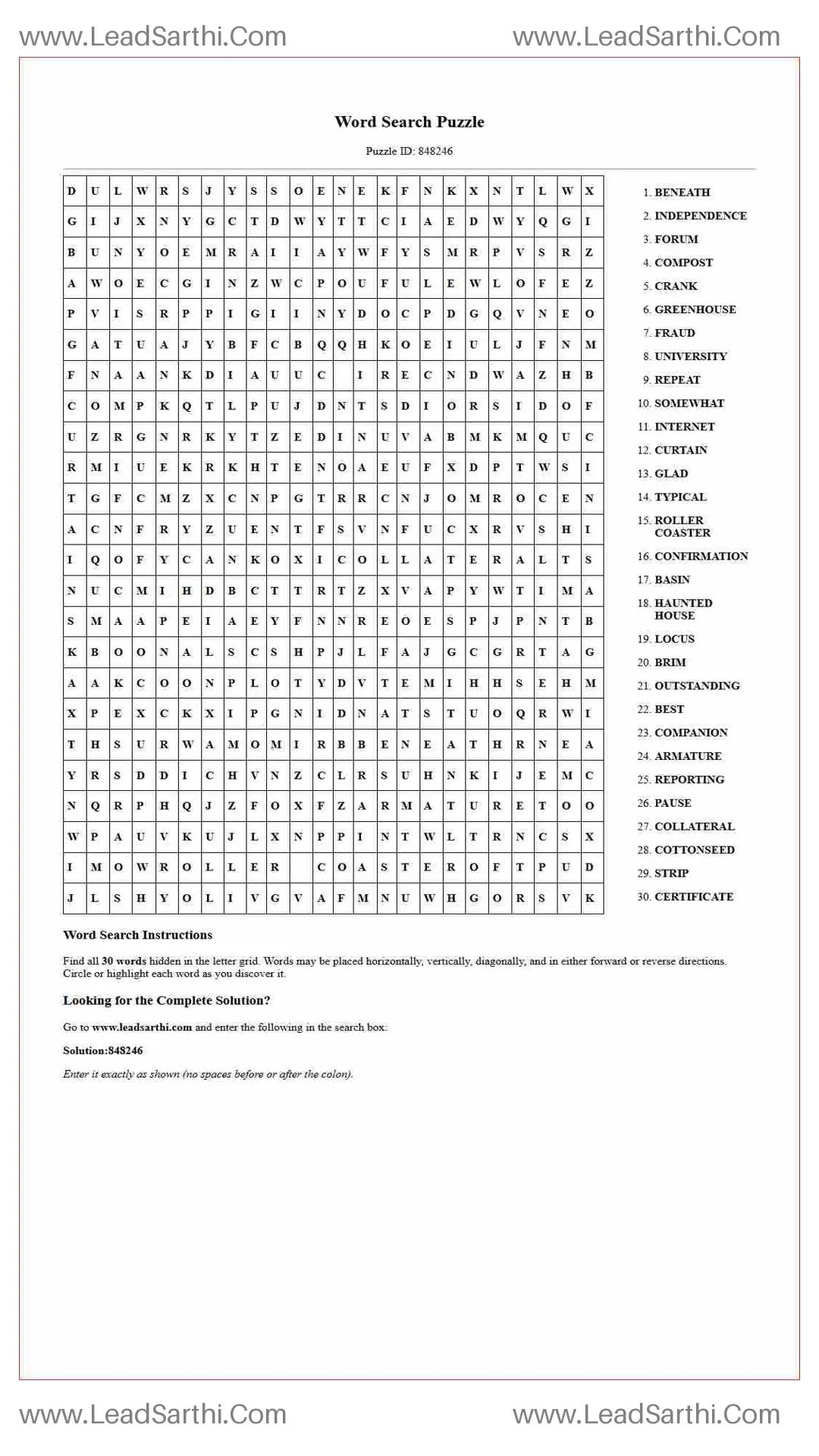 Printable word search puzzle for adults 396 (Puzzle id: 848246) Thumbnail