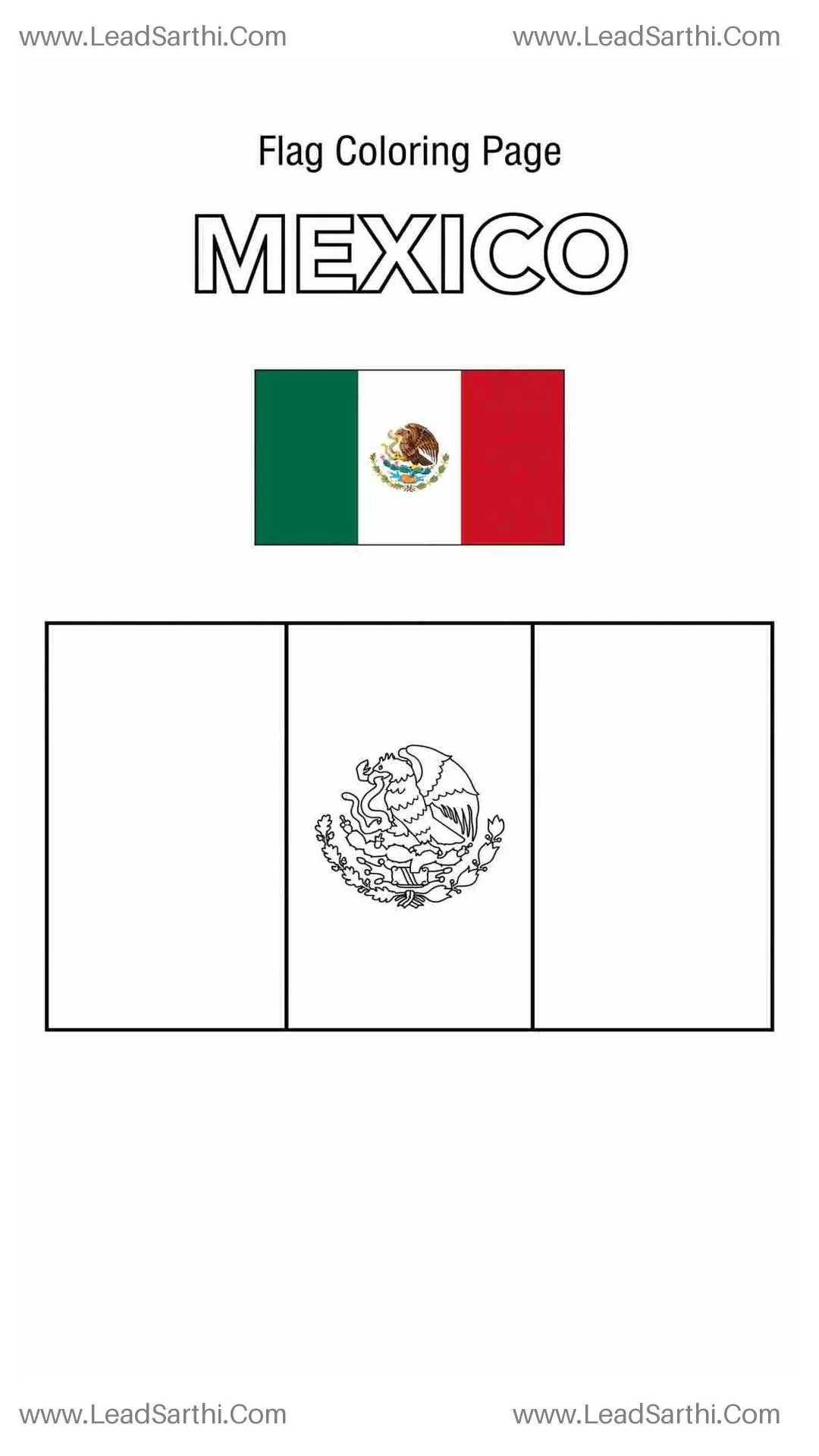 Mexico Flag Coloring Page PDF – Printable Mexican Flag Sheet Thumbnail