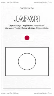 Japan Flag Coloring Page PDF – Printable Japanese National Flag Sheet Design Template