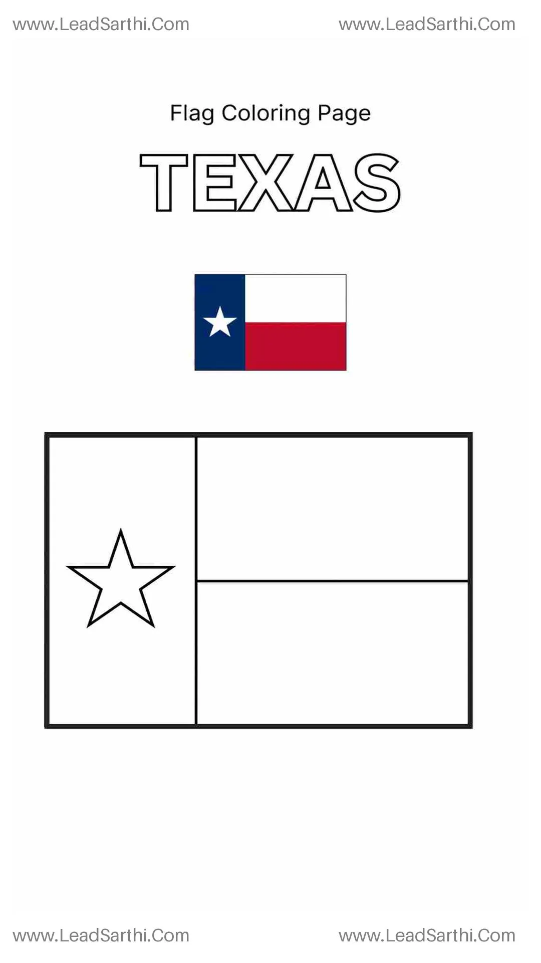 Texas Flag Coloring Page PDF – Printable Lone Star Flag Sheet Thumbnail