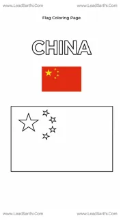China Flag Coloring Page PDF – Printable Five-Star Red Flag Sheet Design Template