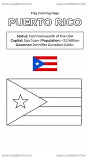 Puerto Rico Flag Coloring Page PDF – Printable Puerto Rican Flag Sheet Design Template