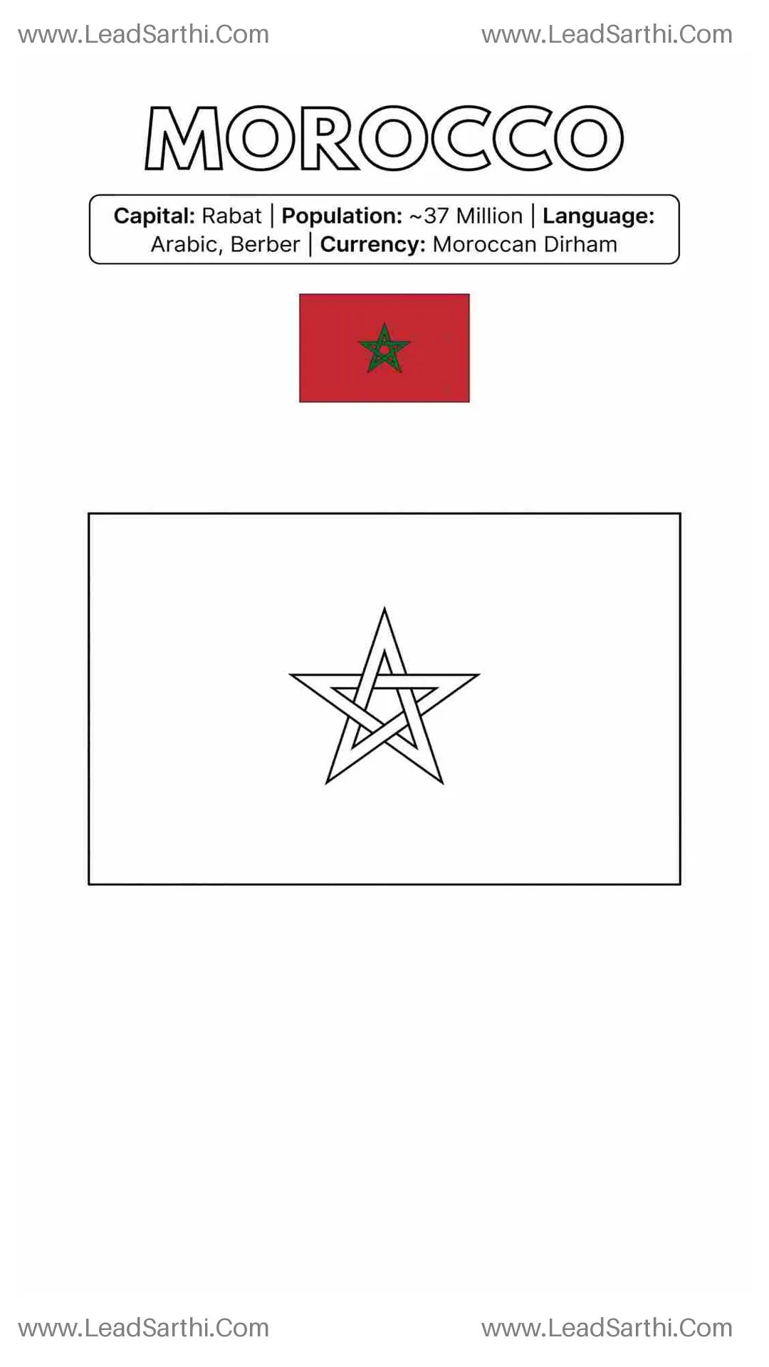Morocco Flag Coloring Page PDF – Printable Educational Activity Thumbnail
