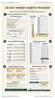 Financial 30-Day Habit Tracker | Money Habits Printable with Expense Log & Savings Tracker Design Template