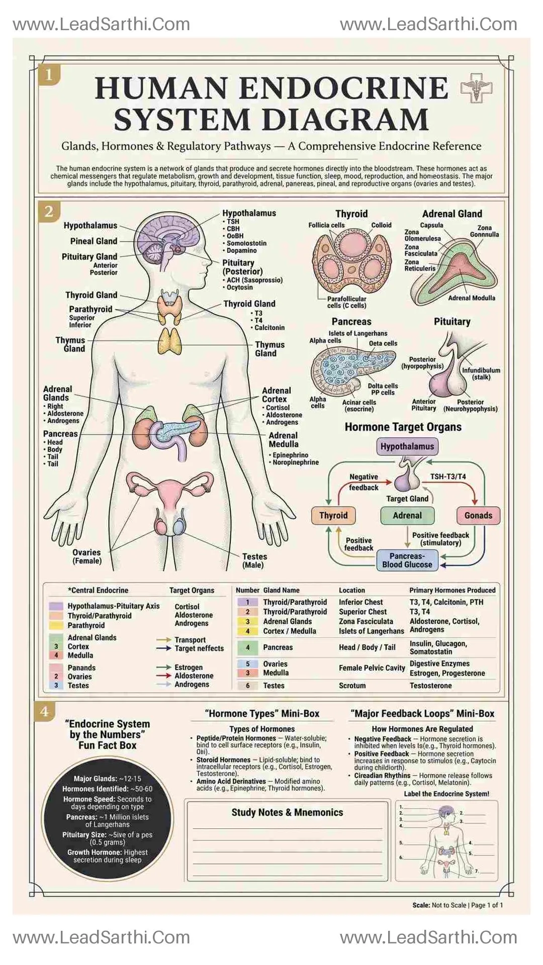Human Endocrine System Diagram PDF | Printable Labeled Hormone Gland Chart Thumbnail