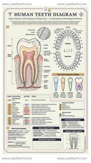 Human Teeth Diagram PDF | Printable Labeled Teeth Anatomy Chart Design Template
