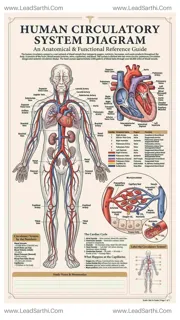 Human Circulatory System Diagram PDF | Printable Blood Flow Anatomy Chart Design Template