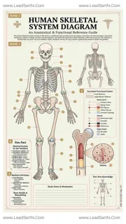 Human Skeletal System Diagram PDF | Printable Labeled Bone Anatomy Chart Design Template