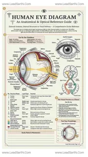 Human Eye Diagram PDF | Printable Labeled Eye Anatomy Chart Design Template