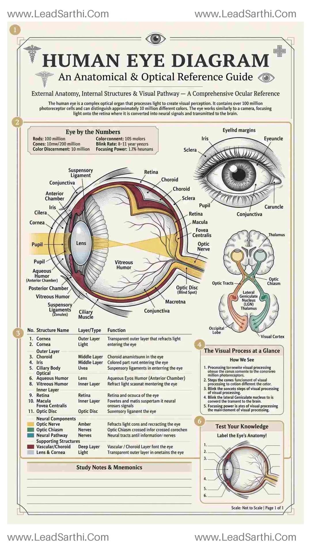 Human Eye Diagram PDF | Printable Labeled Eye Anatomy Chart Thumbnail