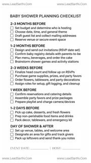 Baby Shower Checklist PDF: Step-by-Step Party Planning Sheet Design Template