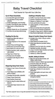 Baby Travel Checklist Printable | Packing Guide for Family Trips Design Template