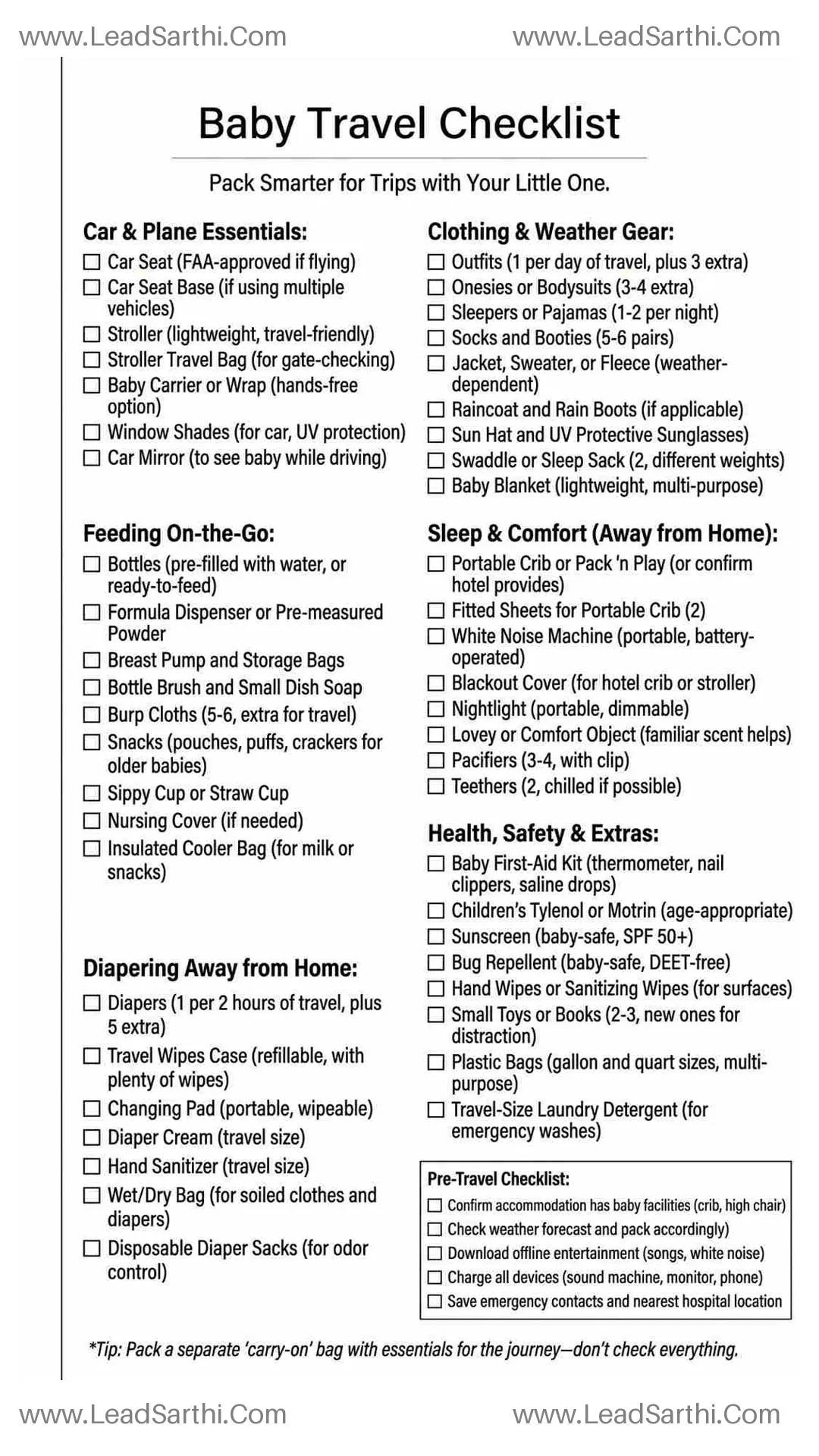 Baby Travel Checklist Printable | Packing Guide for Family Trips Thumbnail