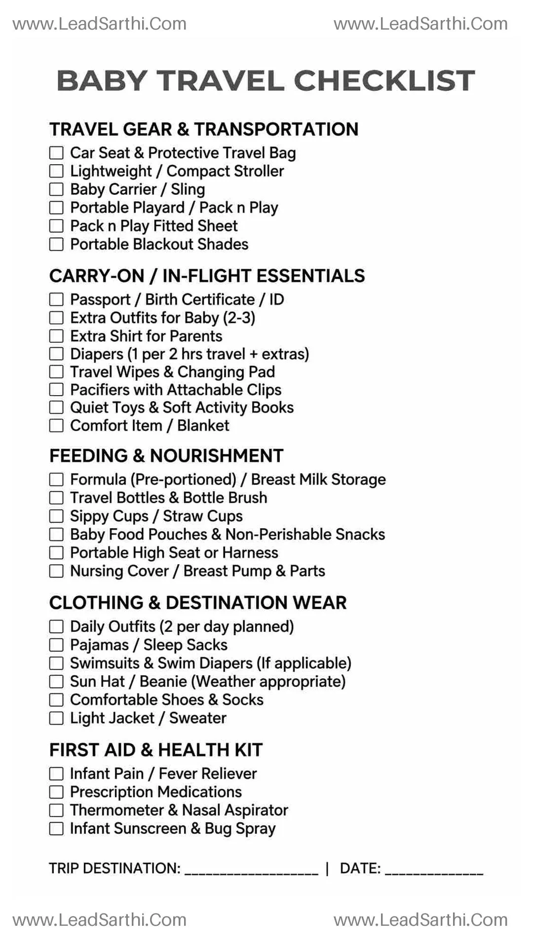 Printable Baby Travel Checklist PDF: Ultimate Vacation Packing Guide Thumbnail