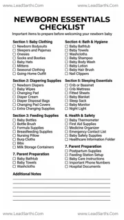 Printable Newborn Essentials Checklist PDF | Baby Preparation Checklist for Parents Design Template