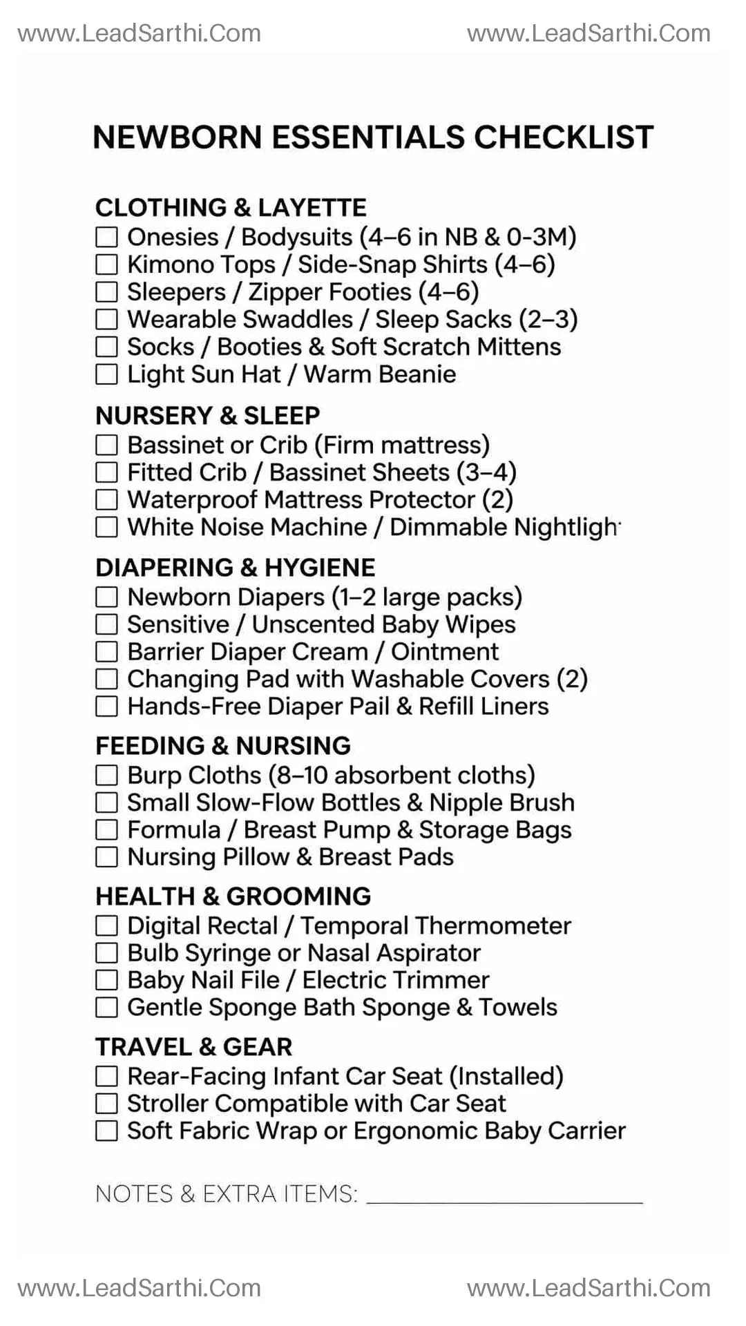 Printable Newborn Essentials Checklist: Complete Layette & Gear Guide Thumbnail