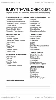 Printable Baby Travel Checklist PDF | Complete Packing List for Parents Design Template