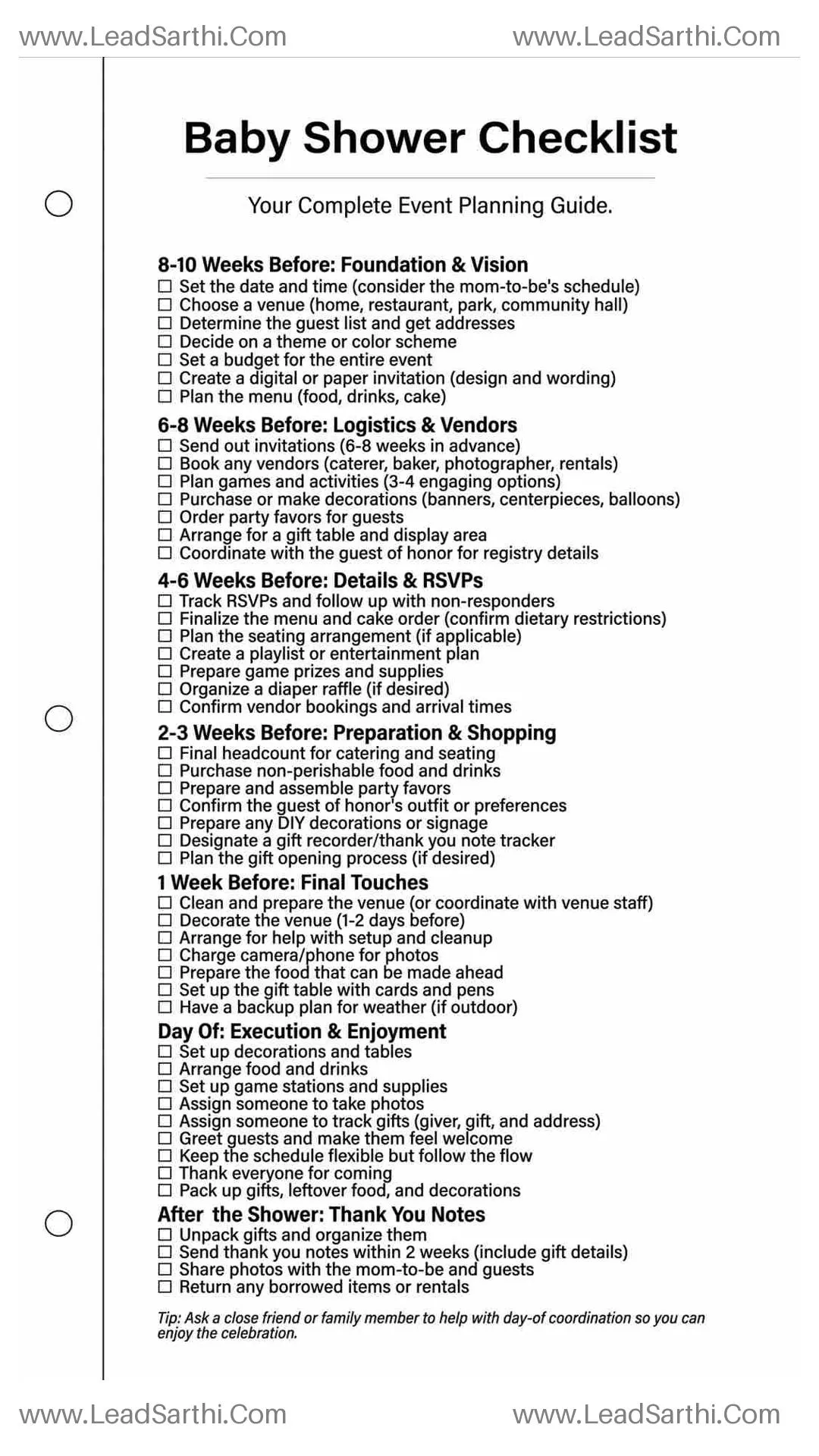 Baby Shower Checklist Printable | Complete Event Planning Guide Thumbnail