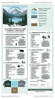 Glacier National Park Camping Checklist | Printable Packing List For Glacier NP PDF Design Template