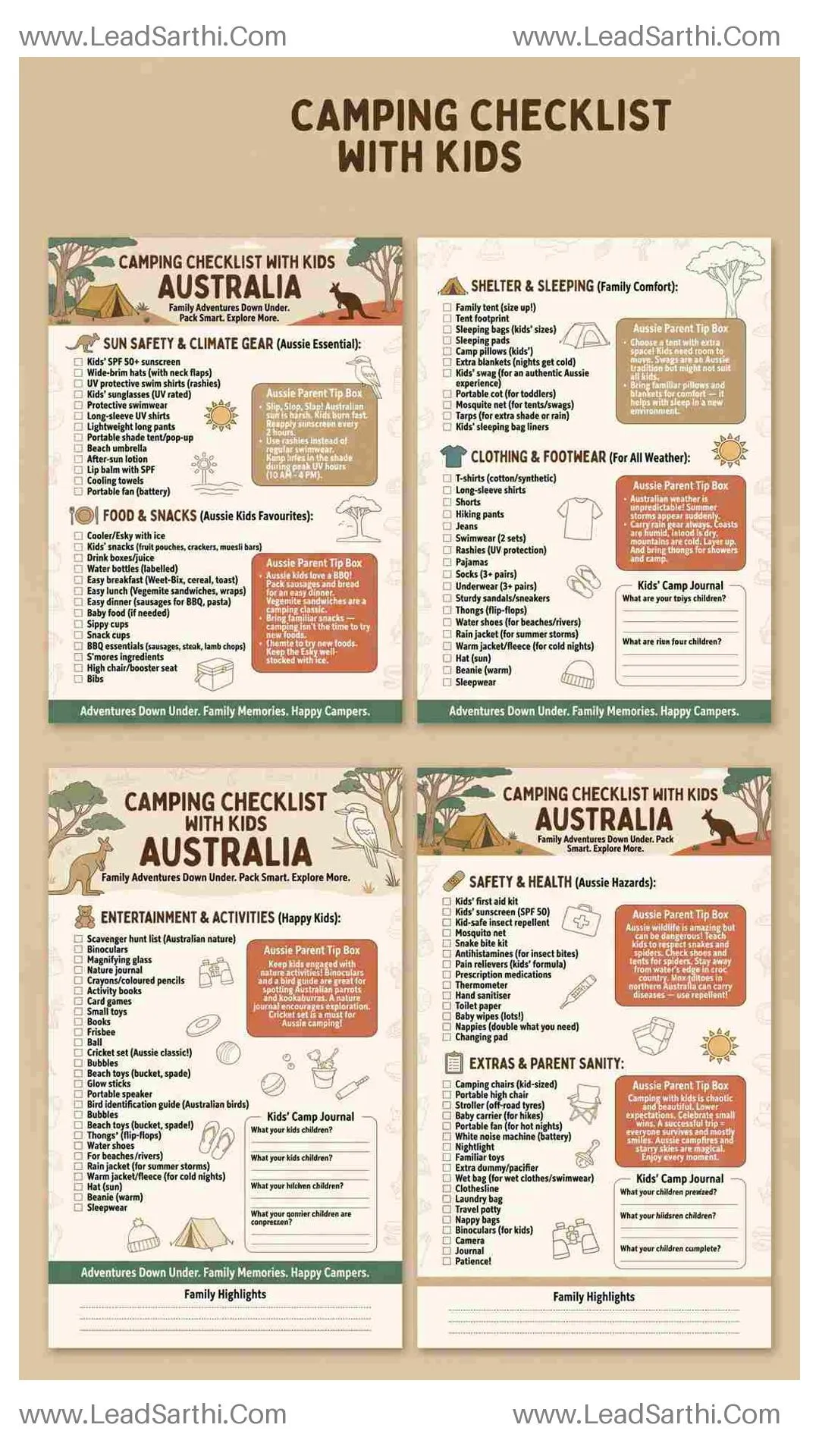 Camping Checklist With Kids Australia | Printable Family Camping List AU PDF Thumbnail