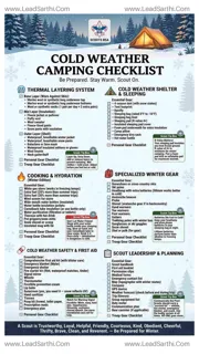 Cold Weather Camping Checklist Boy Scouts | Printable Winter Scout Gear List PDF Design Template