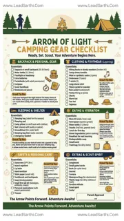 Arrow Of Light Camping Gear Checklist | Printable Scout Packing List PDF Design Template