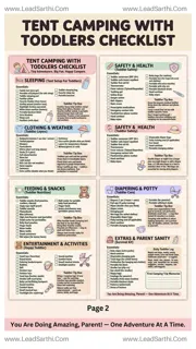 Tent Camping With Toddlers Checklist | Printable Toddler Camping Packing List PDF Design Template