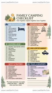 Family Camping Checklist PDF Free Download | Printable Camping Packing List for Parents Design Template