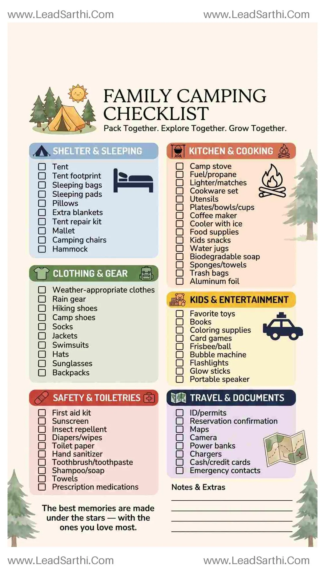 Family Camping Checklist PDF Free Download | Printable Camping Packing List for Parents Thumbnail