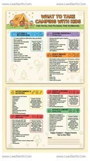 What To Take Camping With Kids Checklist | Printable Family Packing List PDF Design Template