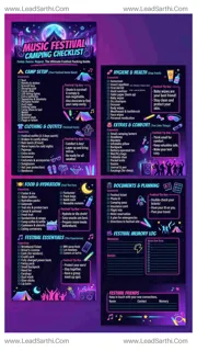 Music Festival Camping Checklist PDF | Printable Festival Packing List Download Design Template