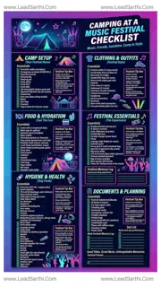 Camping At A Music Festival Checklist | Printable Festival Camping Packing List PDF Design Template
