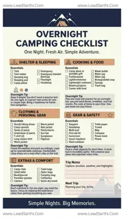 Overnight Camping Checklist Printable | Free PDF For One-Night Camping Trips Design Template